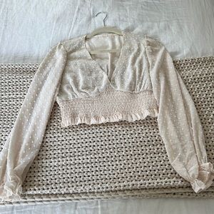 Shein Cream longsleeve blouse. Size small